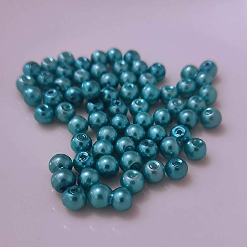 (4 mm/Türkisgrün) Glasperlen - Bastelperlen aus Glas rund - 30 Farben mit Loch Perlen zum Basteln auffädeln Armbänder Traumfänger bunt Set DIY mini kleine große Kinder Bastelperlen Schmuck