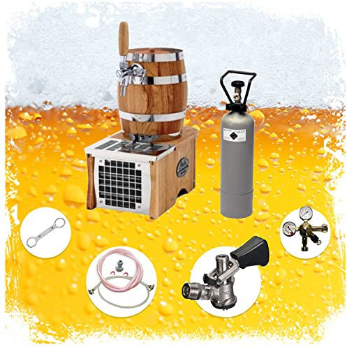 Komplett Set - Soudek 20, Trockenkühlgerät Bierfass Optik, Bierkühler, Zapfanlage, Bierzapfanlage 1-leitig, 20 Liter/h, Green Line, Zapfkopf:5 Liter Adapter