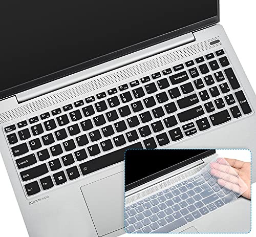 DAMMOMKO Tastaturabdeckung für Lenovo IdeaPad Flex 5 15IIL05 2-in-1, 15IIL05, 3 15ALC6/17ALC6, Yoga Slim 7 15 & 7i 15, 15,6 Zoll, Schwarz + Transparent, 2 Stück
