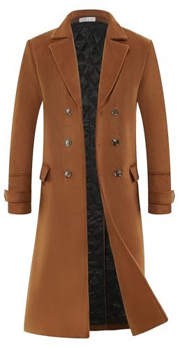 APTRO Mens Wool Coats Long Thick Winter Jacket Business Outwear 80% Wool Trench Coat