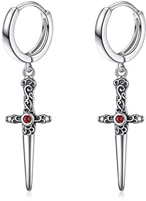YAFEINI Dolch Schwert Ohrringe Sterling Silber Gothic Dolch Schwert Baumeln Ohrringe Vintage Punk Schmuck für Damen Mädchen