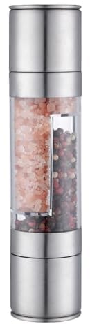 Redwestmelon Salt and Pepper Grinder,2 in 1 Manual Two-Head Pepper Mill,Refillable and Adjustable Manual Pepper Mill,Grinder for Pepper, Salt, and Spices, Fits in Home, Kitchen