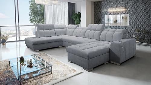 IM SOFA XXL Couch Großes Ecksofa in U-Form Wohnlandschaft Pagani VI Links/rechts Farbe wählbar TOP Qualität