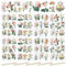 WANDIC 16 Blatt Rubbeltransfer-Aufkleber, wasserdichte Aufkleber, minimalistische Retro-Blumen-Aufkleber, Möbel-Handwerks-Abziehbilder für DIY Scrapbooking
