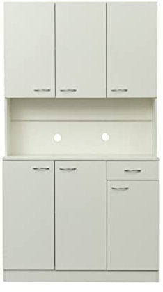 Hochschrank aus MDF, 180 cm, Küchenschrank mit 6 Türen, 1 Einlegeboden und 1 Schublade, Weiß (D wie abgebildet)