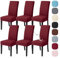 Alishomtll Stretch Stuhlhussen 6er Set Universal Moderne Jacquard Wasserdicht Stuhlbezug Schwingstuhl Elastische Hussen Abnehmbare Stuhlüberzug für Esszimmer Bankett Hochzeit (Bordeaux, 6 Stück)