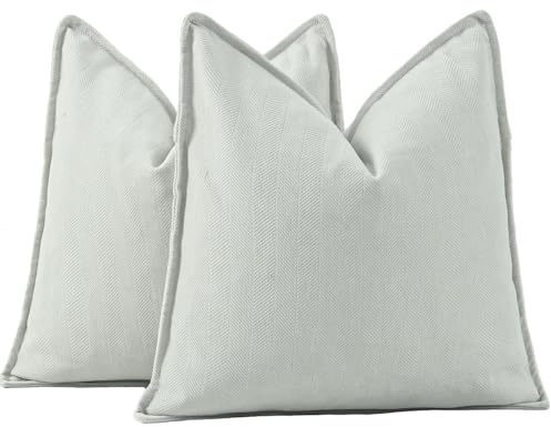 Madizz 2er Set Schlicht Chenille Kissenbezügen Weiche dekorative Kissenbezüge für Sofa Schlafzimmer Kissenhülle Creme 50x50 cm Quadrat