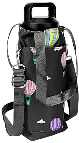 Linkidea Water Bottle Carrier with Strap Compatible with YETI Rambler 18oz/26oz, Owala FreeSip 24oz/32oz, Waterbottle Sling Bag Holder, Shoulder Strap with Phone Pocket, Black