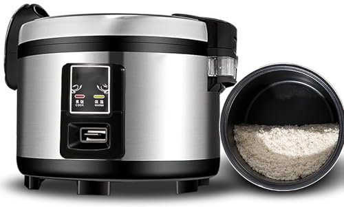 Olla arrocera comercial de gran capacidad, olla arrocera de acero inoxidable, olla arrocera de 10-25 L for fiesta en cantina de restaurante, calentador de arroz for 24 horas(10L)