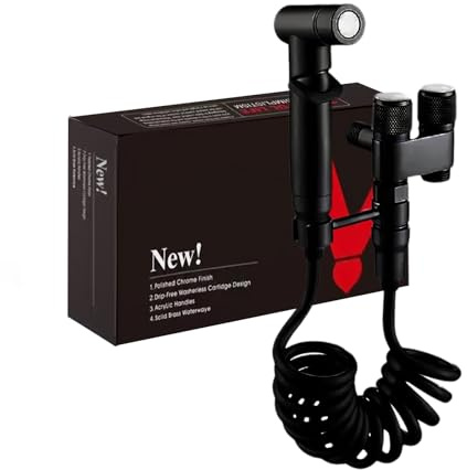 Grifo De Bidet, Ducha Bidet Con Soporte, Ducha Inodoro Higienica, Rociador De Bidet, Piezas Principales De Acero Inoxidable Con 2 Metros De Manguera, Adecuado Para Higiene Personal (Negro-01)