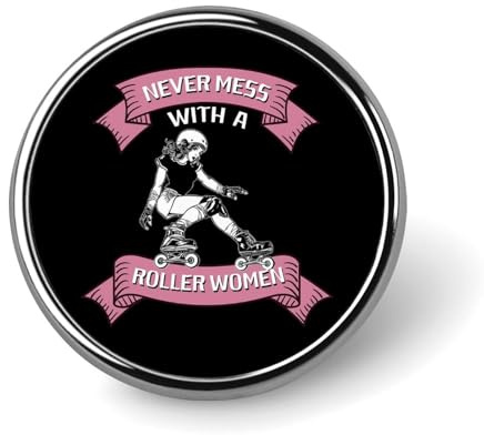 Lustige Roller Derby-Brosche, rund, Anstecknadel, Revers, Krawattennadel für Frauen und Männer, Büroangestellte, Lehrer, Dekoration