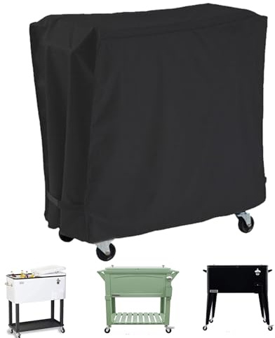 Penlimly Rolling Cooler Cart Cover Waterproof Dustproof, Ice Chest Cart Dust Cover, Windproof Anti-UV Outdoor Beverage Cooler Serving Trolley Protective Covers for Garden Backyard Indoor Outdoor