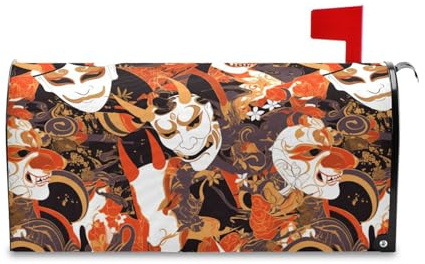 sanluoli Japanische Masken, Horror-Briefkastenabdeckungen, magnetisch, Standard für Patrick's einzigartige Sommer-Briefkastenabdeckungen, 45,7 x 52,6 cm