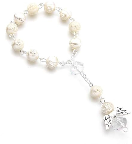 Luxorium Schutzengel Auto Anhänger Rosenkranz für Rückspiegel Auto Deko Innenraum Glücksbringer Guardian Angel Autozubehör Geschenk