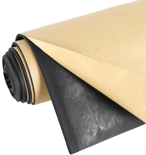 Dexpally Rollo de Goma Espuma Neopreno Autoadhesivo 300mm x 3mm x 2m Negro Fácil de Cortar Aislante Acustico y Termico para Coche y Moqueta Ignífugo