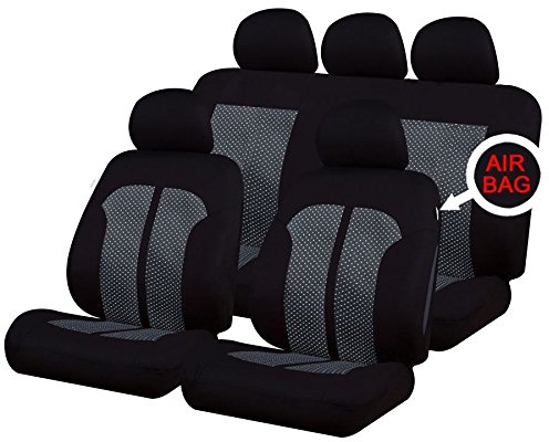 UKB4C Black/Grey Full Set Front & Rear Car Seat Covers for Jazz All Years