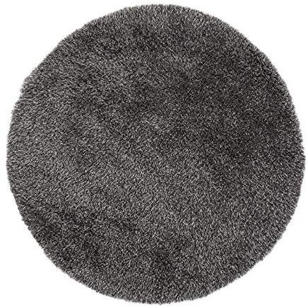 -LUXOR- living Shaggy Teppich Sora rund Hochflor einfarbig pflegeleicht modern, Farbe:Silbergrau, Größe:Ø 100 cm