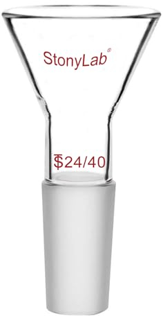 StonyLab Glass Short Stem Powder Funnel with 50 mm Top O.D. and 24/40 Inner Joint Filter Funnel Glass Funnel