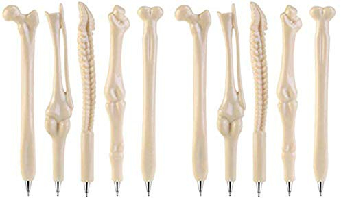 Yrlehoo 10 Stück Neuheit Knochen Kugelschreiber Neuheit geformt Stift Kugelschreiber in Knochenform, Blau/Schwarz Tinte, für Krankenschwester, Doktor, Freunde, Künstler, Büro, Briefpapier Geschenk