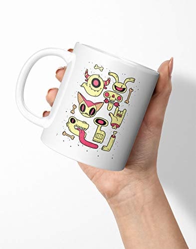 BLAK TEE Cute Halloween Monsters and Bones Porcelain Coffee and Tea Mug 330 ml