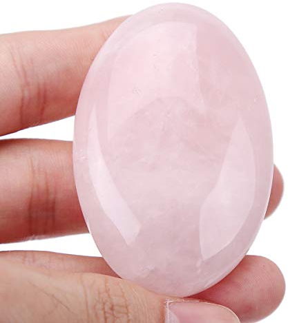 Lovionus89 Rosa Kristall Sorgensteine,Natürliche Oval Palme Tasche Heilkristall Massage Spa Energiestein