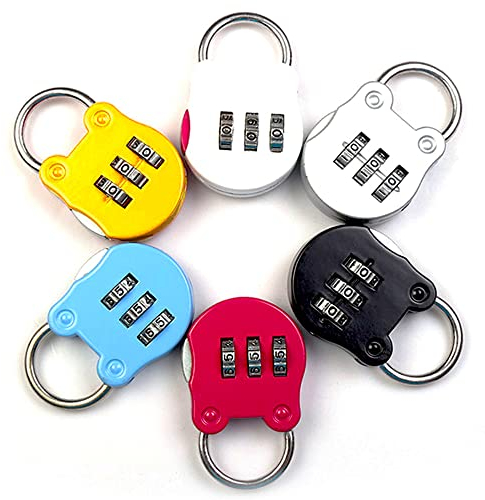 Coloridos Candado de Combinación 6 PZ Candados de Seguridad de 3 Dígitos, Pequeño Candado, Candado de Combinación Reajustable para Gimnasio y Escuela Archivadores Caja De Herramientas Cerca Cerrojo