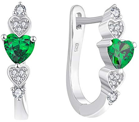 YL Creolen 925 Sterlingsilber mit Mai Geburtsstein Grün Zirkonia U Form Huggie Ohrringe für Damen