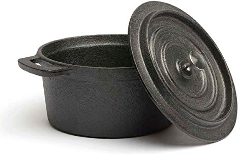 Comas Mini faitout rond avec couvercle en fonte de couleur noire, bouton et couvercle en acier inoxydable. Capacité 0,6 litre Diamètre 14 cm.