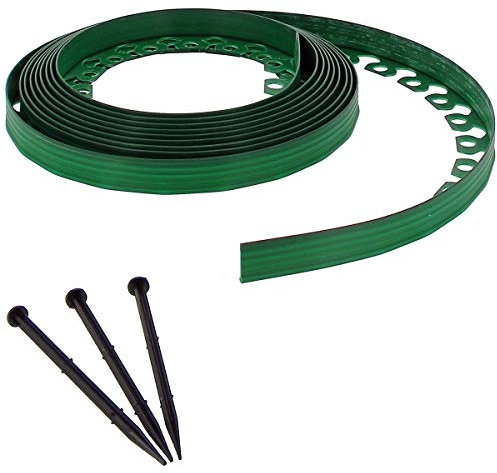Bordure de Jardin Flexible Verte - 3,8 cm x 10 mètres avec 20 piquets d'ancrage