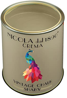 Vintage-Effektfarbe der Chalk Shabby-Linie auf Wasserbasis, für Innen- und Außenbereiche, mattes Erscheinungsbild,Cremenfarbe - Größe 2,5 Liter.