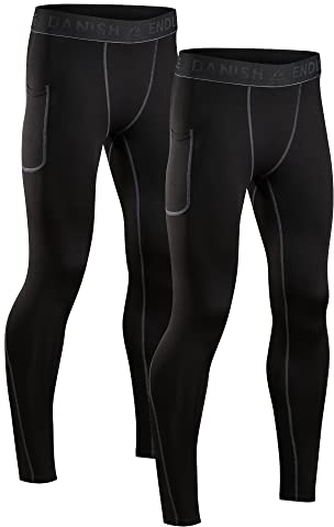 DANISH ENDURANCE Men's Compression Long Tights 2 Pack L Multicolor (1x Black, 1x Black/Grey) 2-Pack