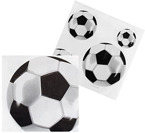 Boland 62522 - Party-Servietten Fußball, 20 Stück, 33 x 33 cm, Mundtuch, Tisch-Dekoration, 100 % Papier, Geburtstag, Mottoparty