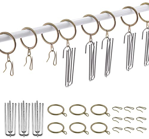 Swpeet Vorhangringe aus Metall mit 4 Zinken, 30 mm, Bronze, 120 Stück