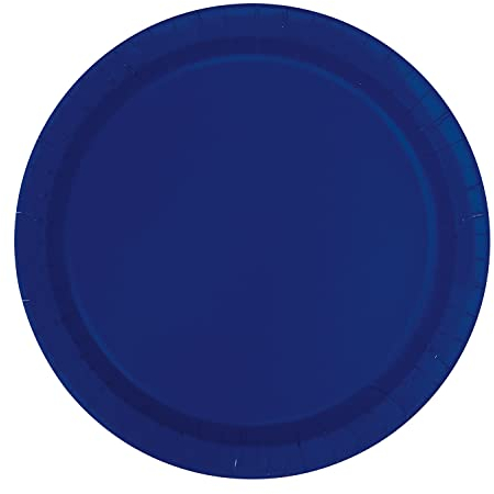 Trimming Shop 7 Heavy Duty Round Dessert Plates Navy Blue Disposable Plates 18cm, 20 Pack - Colour Themed Paper Tableware for BBQs, Weddings, Anniversary, Birthday, Multipurpose Occasions