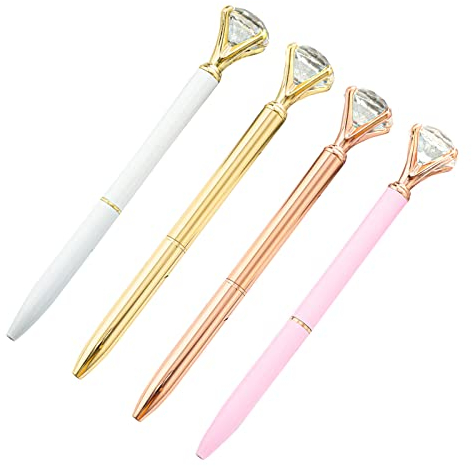 Kristall Diamant Stift,Kreatives Briefpapier Stift,Diamant-Kugelschreiber,Metall Kugelschreiber 4PC Druckkugelschreiber Schwarze Tinte für Kinder Büro Haushalt Schule Schreibwaren