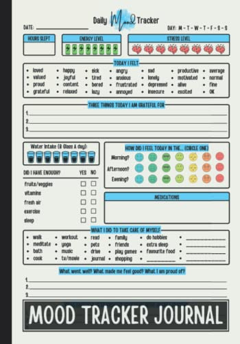 Mood Tracker Journal: Daily Mental Health & Wellness Diary With Prompts For Relieving Anxiety, Borderline Personality Disorder Or Depression | Self ... & Teens Girls (Daily Mood Tracker Journal)