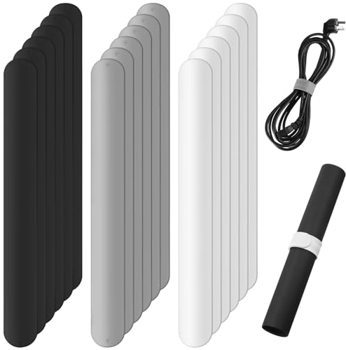 Cunhill 18 Pieces Wrapping Paper Holder Silicone Slap Bands Wrapping Paper Roll Clamps Clips for Home Storage Organization, White Black Grey