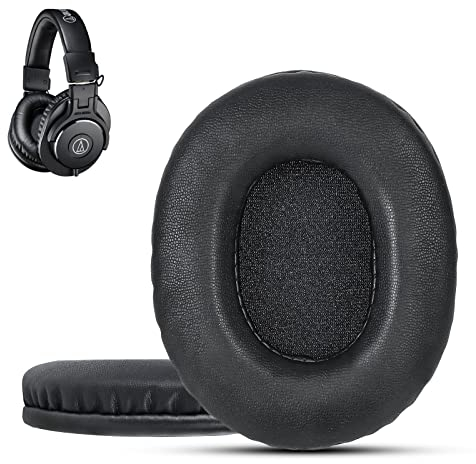 Krone Kalpasmos ATH M50X Ersatz-Ohrpolster, Audio Technica Kopfhörerabdeckungen passend für ATH M50 M50s M50BT M40X M40 M35 M30, weiche und dicke Memory Foam Ohrpolster, klassisches Schwarz