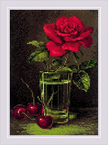 RIOLIS Counted Cross Stitch Kit 6X8.25-Rose And Sweet Cherry (14 Count)