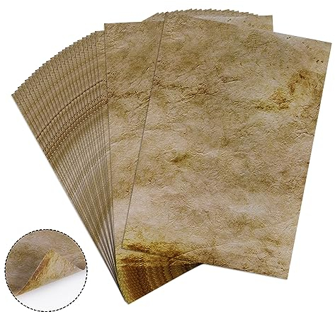 ABSOFINE Vintage Papier, 25 Stück DIN A4 Bedruckbar Briefpapier Vintage Pergamentpapier, 120g Retro Urkundenpapier Mittelalterliches Altes Papier für Hochzeit, Geschenke, Nostalgie, Geburtstag
