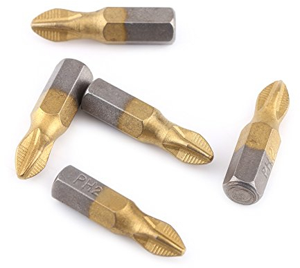 10 Piezas Puntas de Destornillador Recubiertas de Titanio PH2 Juego de Puntas para Atornillador Antideslizante con Mango Hexagonal de 1/4 Destornillador Electrico Brocas Herramientas