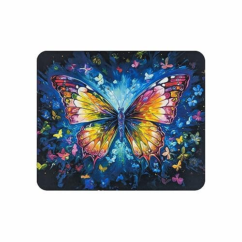 Arkero-G Mauspad - Gaming & Office Mouse Pad 24 x20 x 0,3 cm mit einem Buntem Schmetterling Motiv rutschfeste Design Tisch-Unterlage (Butterfly-V1)