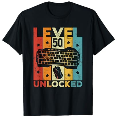 Level 50 Unlocked Gaming Keyboard 50th Birthday Men Women T-Shirt