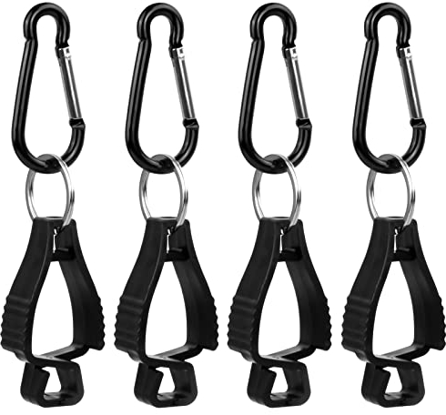 Tibapla 4 Pezzi Porta Guanti da Lavoro con Clip di Sicurezza, Grabber Neri per Lavori in Giardino