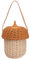Tissting Schulter Crossbody Korbtasche 25cm Eichel Korbtasche Kleine Handgefertigter Rattan Aufbewahrungskorb mit Deckel, Wandbehang Deko Gewebte Korb Tasche für Kinder