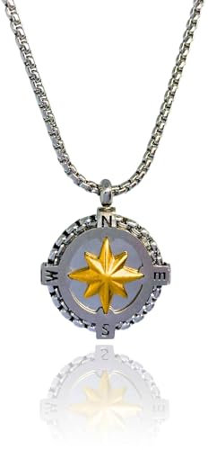 Starfunky Collier Rose des Vents Dorés (Moyenne), Unica, Acier inoxydable