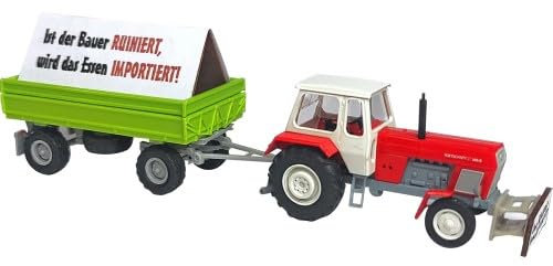 54202 Traktor Fortschritt ZT 300 mit Anhänger HW 60 Bauernprotest