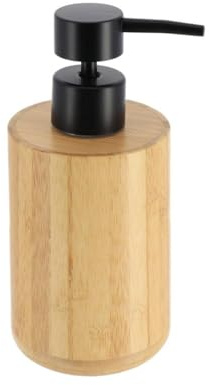Tendance – Runder Bambus-Spender mit schwarzer Pumpe, 200 ml – Bambus – Badezimmer – Freistehendes Badezimmeraccessoire