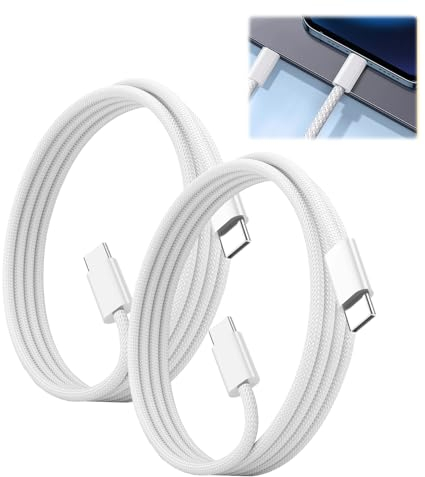 JUGNAW Cavo di ricarica per iPhone 15 2 Metri, Ricarica Rapida PD 60W, Intrecciati, Sicuri, Compatibili con iPhone 15/15 Plus/15 Pro/15 Pro Max, iPad, MacBook - Nero
