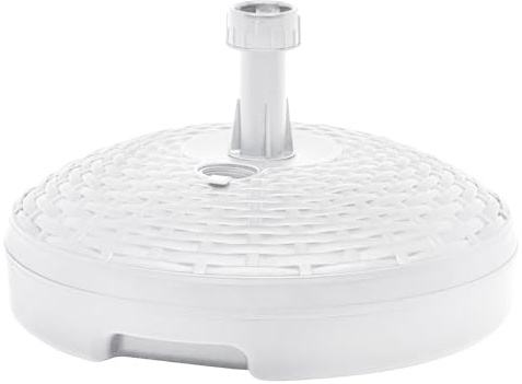 mille idee Base Supporto per Ombrellone da Giardino Stile Rattan in Plastica Bianca lt.17 cm.45x10h OMBRELLONE Omaggio